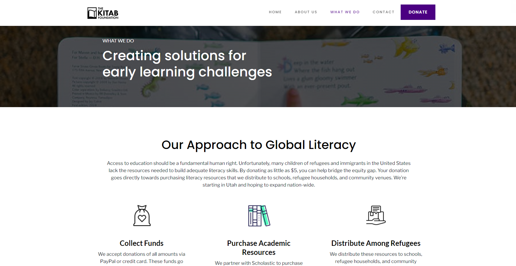 screenshot of The Kitab Foundation marketing website